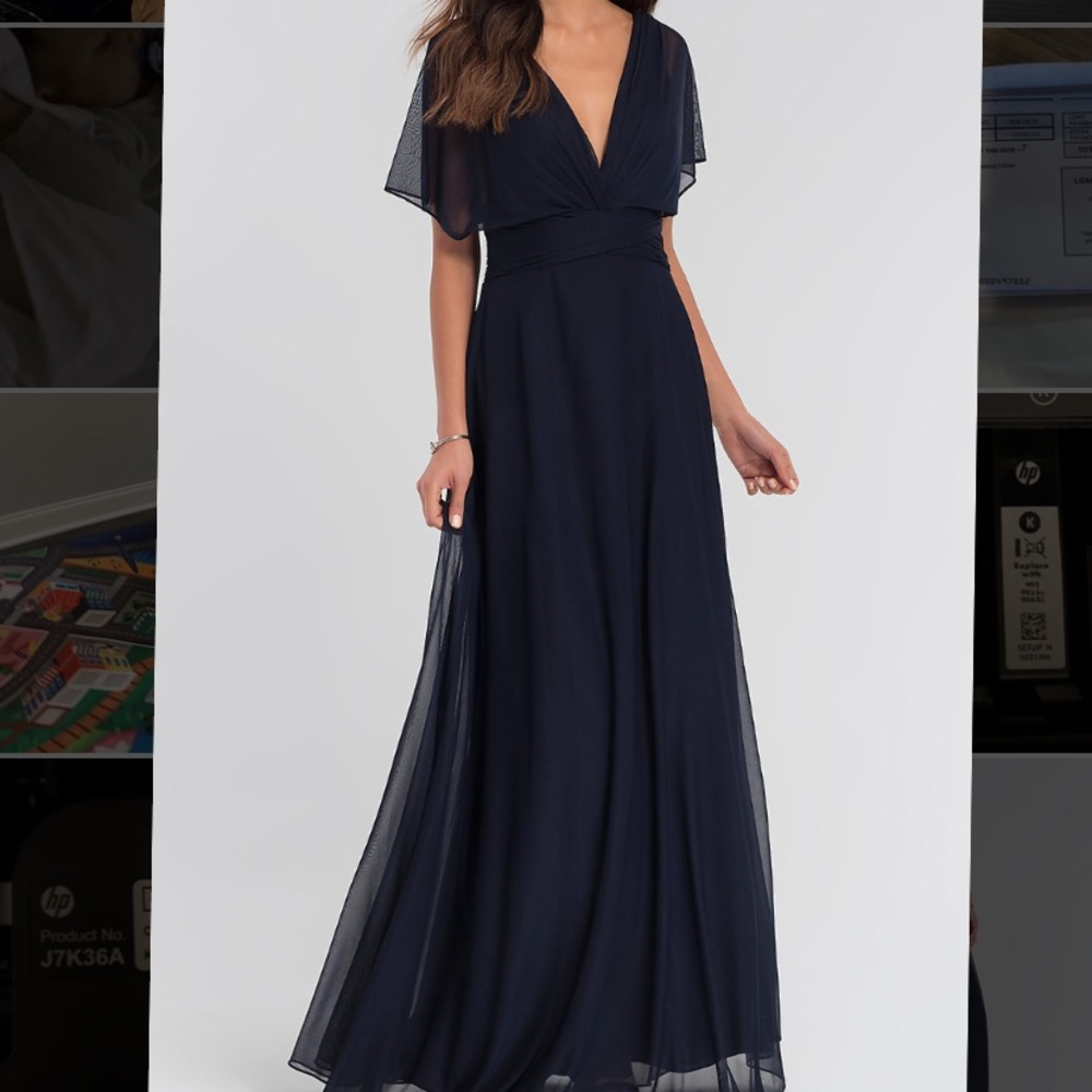Flutter-Sleeve Long Formal Bridesmaid Dress